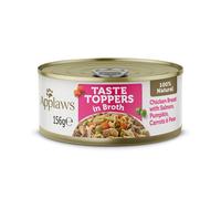Applaws Taste Toppers in Broth 6 x 156g - Chicken with Salmon, Pumpkin, Carrots & Peas