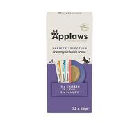 Applaws Variety Creamy Lickable Cat Treats for Cats and Kittens 32x15g, Grain Free Puree 15g Sachet