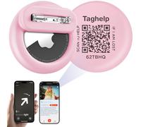 Apple AirTag Holder for Kids with Pin, Safe Hidden Lightweight GPS Tracker with QR Code Name Tag for Kids Compatible with Apple Air Tags for Child, Elderly, Pets Collar, Shoes (Pink)