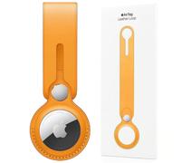 Apple AirTag Leather Loop Case Holder Strap Lightweight California Poppy Orange