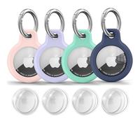 Apple AirTag Secure Holder with Key Ring, 4Pack Silicone Protective Case for AirTags, Waterproof Portable Keyring Cover for Key,Bag,Luggage,Anti-Lost and Scratch-Resistant Design