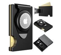Apple Airtag Wallet Men Slim : Metal Air Tag Wallets Wallet with 2 Money Clip Replaceable Gift Boxed Set for Male Husband at Anniversay Brithday, Black, Smart Wallet, Minimalist