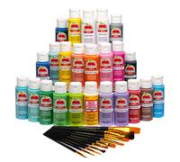 Apple Barrel, Art Lessons Paint and Brush Set, 34 pc Kit Including 23 59 ml Acrylic Paint Colors, 1 59 ml bottle of Mod Podge Matte, 10 FolkArt Brushes, 6 Video Lessons