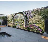 Apple Blossom Garden Mural, Waterproof Tapestry Curtain Outdoor Wall Hanging, party Decorations, photography Backdrop, Wall Art, Fence Decoration, Decor Wall Art & Outdoor Tapestry (W600cm x H180cm)