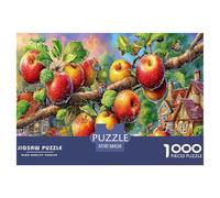 Apple Branch 1000 Pc Puzzle Game for Men Women - Apple Tree with Village The Whole Family Activity Educational Game Challenge38x26cm/1000pcs
