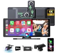 Apple Car Play Screen with 350° Rotatable 4K Dash Cam Android Auto 10.26 inch Car Tablet Pro Max with Front and Rear Backup Camera Dual Bluetooth Navigation Voice Control Siri G-oogle