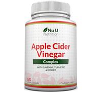 Apple Cider Vinegar - 180 Vegan Capsules - 100% Pure ACV Complex with Turmeric, Cayenne Pepper & Ginger Extracts - 3 Month Supply - Made in The UK - Nu U Nutrition