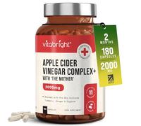 Apple Cider Vinegar Capsules with Mother VitaBright | 2000 mg per Daily Dose | 180 Capsules | With 5 Lactic Acid Bacteria Strains, Organic Spices & Inulin | Vegan and Unfiltered | Apple Cider Vinegar