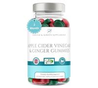 Apple Cider Vinegar Gummies with The Mother & Ginger x 120 (2 Month Supply), Each Vegan ACV Natural Apple Flavour Gummy Contains 500mg of Apple Cider Vinegar & 10mg of Ginger Extract per serv