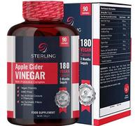 Apple Cider Vinegar with Probiotics Complex - Pack of 180 Capsules | High Strength Vegan Supplements for Adults | 1250mg Per Serving for Digestive & Immune Support | STERLING NUTRITION
