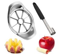 Apple Corer and Slicer 2Pcs Set, Stainless Steel Apple Slicer Cutter & Corer Fruit Slicer with Handle for Home Kitchen Sharp Fruit Cutter Remover with 8 Blades for Apple Pear Orange Tomato Lemon