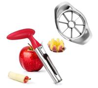 Apple Corer and Slicer 2Pcs Set, Stainless Steel Apple Slicer Cutter & Corer with Handle for Home Kitchen Sharp Fruit Cutter Remover with 8 Blades