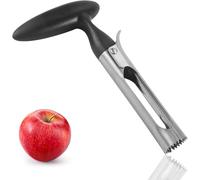 Apple Corer - Ergonomic Kitchen Tool for Apples, Stainless Steel Pears & Bell Peppers, Serrated Blade, Dishwasher Safe (Black)