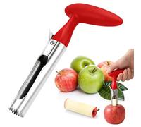 Apple Corer Remover, Apple Slicer Cutter, Apple Cutter with Serrated Stainless Steel Blade and Ergonomic ABS Handle, Easy to Clean & Use Apple Corer and Slicer (Red)