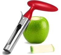 Apple Corer Remover - Stainless Steel Apple Corer and Fruit Core Extractor - Ergonomic Handle Tool for Kitchen Use - Easy to Operate & Clean (Red)