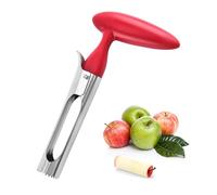 Apple Corer Remover - Stainless Steel Core Remover Tool for Apples, Pears, Bell Peppers - Ergonomic ABS Handle, Serrated Blade for Easy Use - Dishwasher Safe Kitchen Gadget (Red)