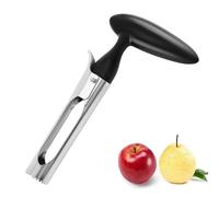 Apple Corer Remover Tool with Ergonomic Handle - Stainless Steel Serrated Blade for Coring Apples, Pears, Peppers - Easy to Use, Dishwasher Safe Kitchen Gadget (Black)