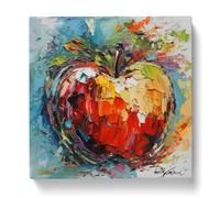 Apple Expressionism No.2 Canvas Print | Gallery Wrapped 30mm Frame Wall Art | 20x20 inches | Ready to Hang | Eclectic Still Life Picture | Living Room Bedroom Lounge Office