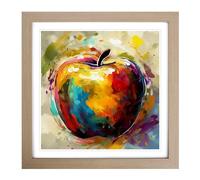 Apple Expressionism No.3 Framed Wall Art Print, Ready to Hang Picture for Living Room Bedroom Home Office, Oak 18 x 18 Inch (45 x 45 cm)