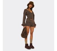 Apple Faux Fur Lining Ankle Boot In Brown Faux Suede, Women's Size UK 3
