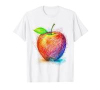 Apple Fruit Drawing Art Colorful Motif Apple T-Shirt