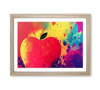 Apple Fruit Paint Splatter Vol.1 Abstract Framed Print | A2 Oak Framed Wall Art | Ready to Hang | Abstract Food Picture | Living Room Bedroom Lounge Office