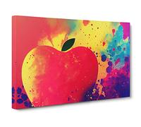 Apple Fruit Paint Splatter Vol.1 Canvas Print | Gallery Wrapped 30mm Frame Wall Art | 30x20 inches | Ready to Hang | Abstract Still Life Picture | Living Room Bedroom Lounge Office