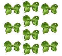 Apple Green 3" Knot Hair Bows, Grosgrain School Clips, 10 Pack