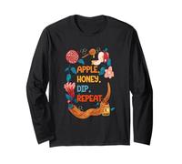 Apple Honey Dip Repeat Rosh Hashanah Jewish New Year Funny Long Sleeve T-Shirt