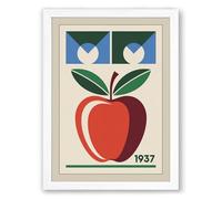 Apple in Geometry Art Deco Framed Wall Art Print A2 (59.4×42cm) White, Wall Decor for Living Room, Bedroom, Office & Home, Ready to Hang, Art Gift