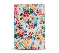 Apple iPad Air 2 (6th Gen 2014) - MobiBax Classic Vintage Floral Printed Textured Fabric Folio Case Cover with Built-in Stand & Retractable Stylus Touch Screen Pen in WHITE ***LIMITED STOCK AVAILABILITY****