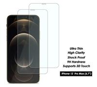 (Apple iPhone 12 Pro Max) Screen Protector 4x pack for iPhone 14 13 12 XS 11 Pro Max Mini X XR 7 8+ Genuine Tempered Glass Clear