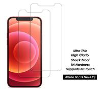 (Apple iPhone 12) Screen Protector 4x pack for iPhone 14 13 12 XS 11 Pro Max Mini X XR 7 8+ Genuine Tempered Glass Clear