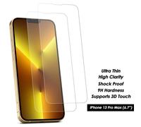 (Apple iPhone 13 Pro Max) Screen Protector 4x pack for iPhone 14 13 12 XS 11 Pro Max Mini X XR 7 8+ Genuine Tempered Glass Clear