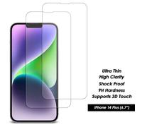 (Apple iPhone 14 Plus) Screen Protector 4x pack for iPhone 14 13 12 XS 11 Pro Max Mini X XR 7 8+ Genuine Tempered Glass Clear