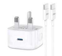 Apple iPhone 15/15 Pro/15 Pro Max USB C Charger, 20W Fast Charging Plug Type C to C 2M Cable for iPad Pro 12.9/11, Air 5th, Mini 6th, Samsung, UK Wall PD Power Adapter