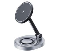 Apple iPhone 15 MagSafe Charger Station - Wireless Charging Stand for iPhone and Apple Watch - Foldable Travel Duo Charger - Magnetic Charging Dock