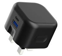 Apple iPhone 16/16 Plus/15/15 Plus/14/14 Plus/13/13 Pro/12 Pro Max/SE 2022 USB-C Charger - 20W Dual Ports, Fast Charging, UK 3 Pin Plug (Black)