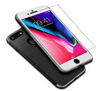 Apple iPhone 8 Plus Full Cover Carbon Case Protection Bumper Sleeve Silver