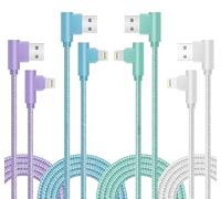 Apple iPhone Charging Cable Pack, 1/2/2/3M Right Angle 90 Degree MFi Certified Nylon Braided Fast Charging Cable Compatible with iPhone 14 Pro Max 13 12 11 Mini X XR 8 7 6S iPad