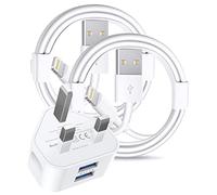 Apple iPhone Fast Charger Cable，10W 2-Port USB Power Wall Charger & 2 Pieces 6.6FT Lightning to USB Fast Charging for iPhone 14/13/XS/iPad/AirPods Pro，Supports Power Delivery & All iOS System-White
