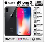 Apple iPhone X 64GB Grey UNLOCKED Smartphone Grade A-B, %75Battery FAST/FREE ZZ