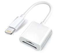 Apple Lightning to SD TF Card Reader Dual Slot for iPhone/iPad 2 in 1 Memory Card Adapter Micro SD TF Wildlife Camera SD Card Reader Plug and Play