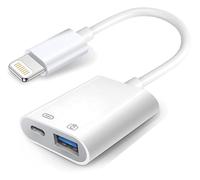 Apple Lightning to USB Camera Adapter with Charging Port, USB 3.0 OTG Cable for iPhone/iPad to Connect Card Reader, USB Flash Drive, U Disk, Keyboard, Mouse, Hubs, MIDI, Plug & Play
