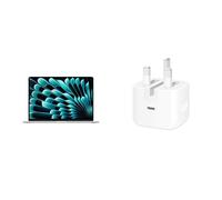 Apple MacBook Air 15.3-inch with M5 chip: Liquid Retina Display, 16GB Unified Memory, 512GB SSD, 12MP Center Stage Camera, Wi-Fi 7; Silver; Apple 40W Dynamic Power Adapter with 60W Max