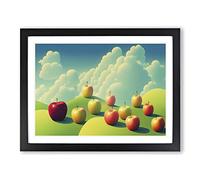 Apple Meadow Fruit Framed Print | A4 Black Framed Wall Art | Ready to Hang | Modern Food Picture | Living Room Bedroom Lounge Office
