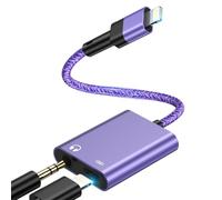 Apple MFi Certified 2 in 1 iPhone Headphone Aux Audio + Charger Cable Splitter Adapter Dongle - Compatible with iPhone 14/13/12/11/XS/XR/X 8/iPad, Support All iOS System