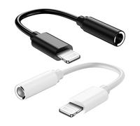 [Apple MFi Certified] 2 Pack iPhone 3.5mm Headphone Adapter, Lightning to 3.5mm Earphone Jack Adapter Aux Audio Dongle Converter for iPhone 14/13/12/11/11 Pro/XR/X/XS/8/8Plus/7/7Plus (White&Black)