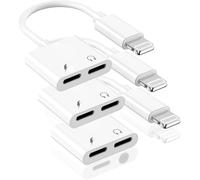 [Apple MFi Certified] 3-Pack iPhone Headphone Adapter, 2 in 1 Lightning to Dual Lightning Aux Dongle Cable Cord with Fast Charging Splitter Compatible for iPhone 14 13 12 11 X XS 8 7 iPad iPod