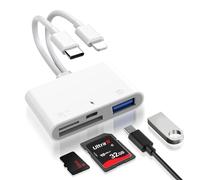 [Apple MFi Certified] 4-in-2 SD Card Reader iPhone & iPad with Lightning & USB-C, Adapter SD Card for SD/TF/USB 2.0/Type-C, 10W USB-C Charging Port OTG Adapter for iPhone, iPad, MacBook, Samsung Gala